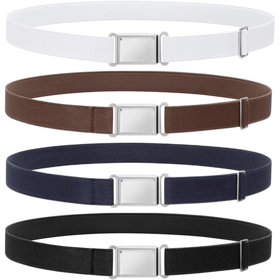 4 Pack Kids Magnetic Buckle Elastic Belts Boys Girls Adjustable Easy Clasp Magnetic Belt