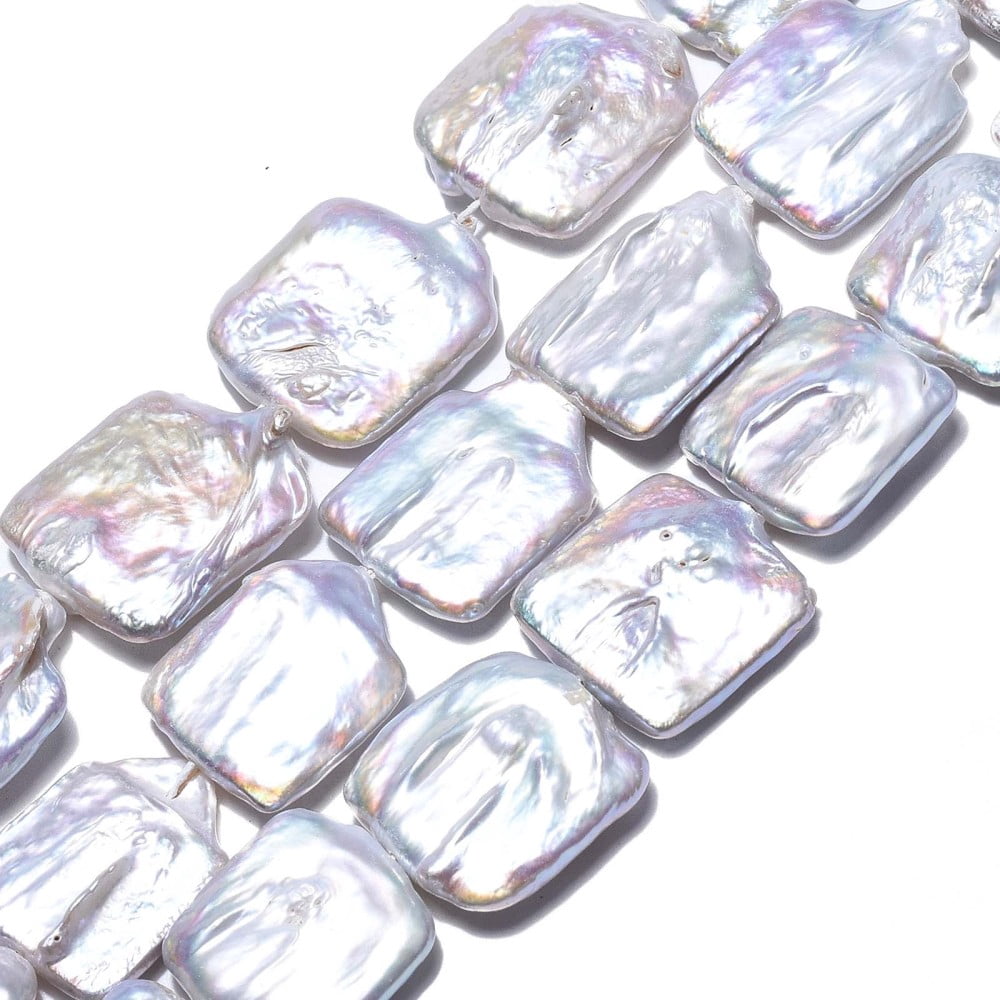 1Strand Natural Keshi Pearl Beads Strands Cultured Freshwater Pearl Square Lavender 16.5~32x16~22.5x3.5~9mm Hole: 0.7mm about 15~20pcs/strand 15.39 inch~15.87 inch(39.1~40.3cm)