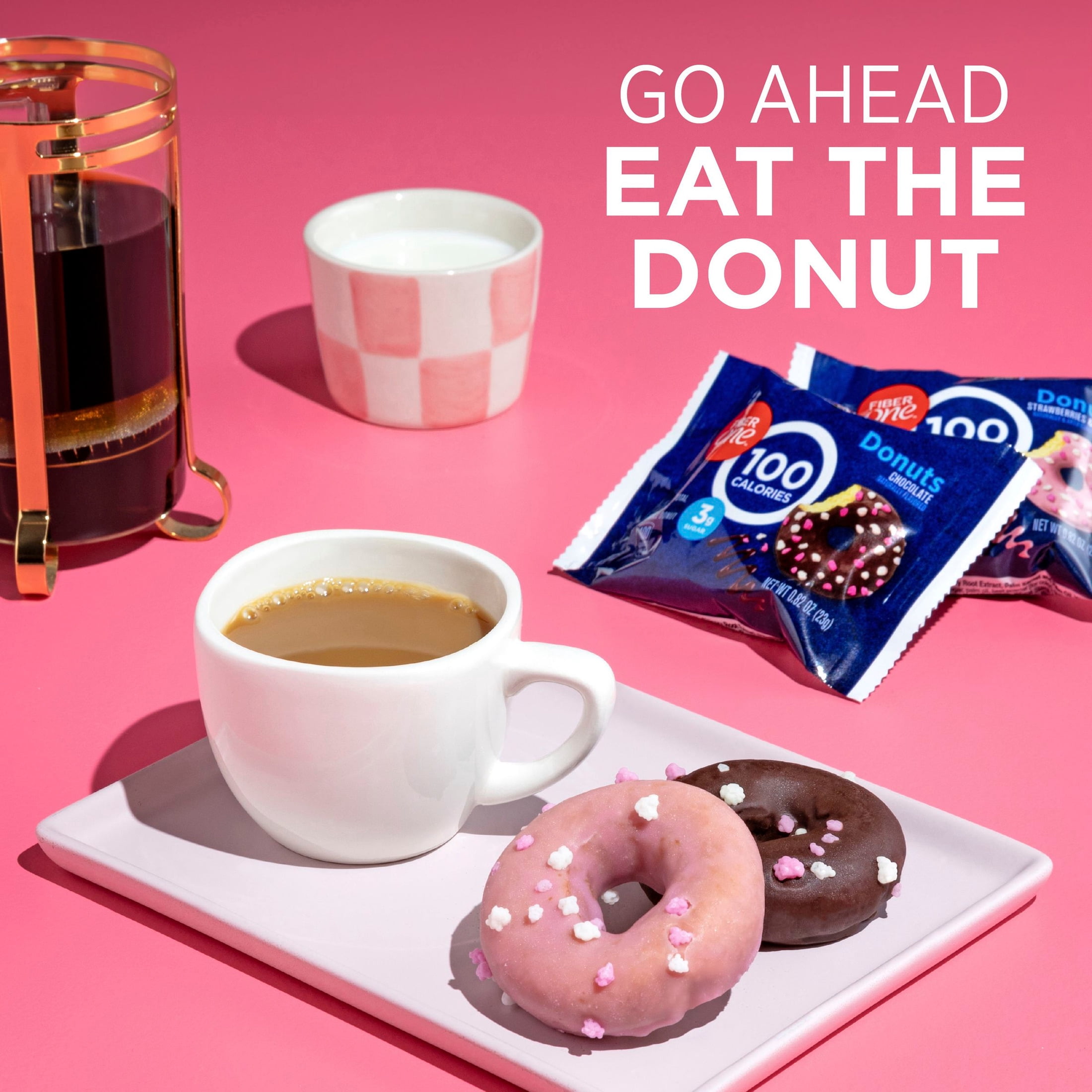 (4 pack) Fiber One 100 Calorie Donuts, Strawberries and Creme, 3g Sugar, 4 Count, 3.28 oz