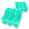 Storex Interlocking Small Book Bin, Plastic Desktop Storage for Letter Paper, Teal, 6-Pack