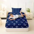 thumbnail image 4 of spefrowx Ocean Anchor Twin Sheets for Men, Navy Nautical Marine Bedding, 3 Pieces, 1 Flat Sheet, 1 Fitted Sheet and 1 Pillowcase, 4 of 5