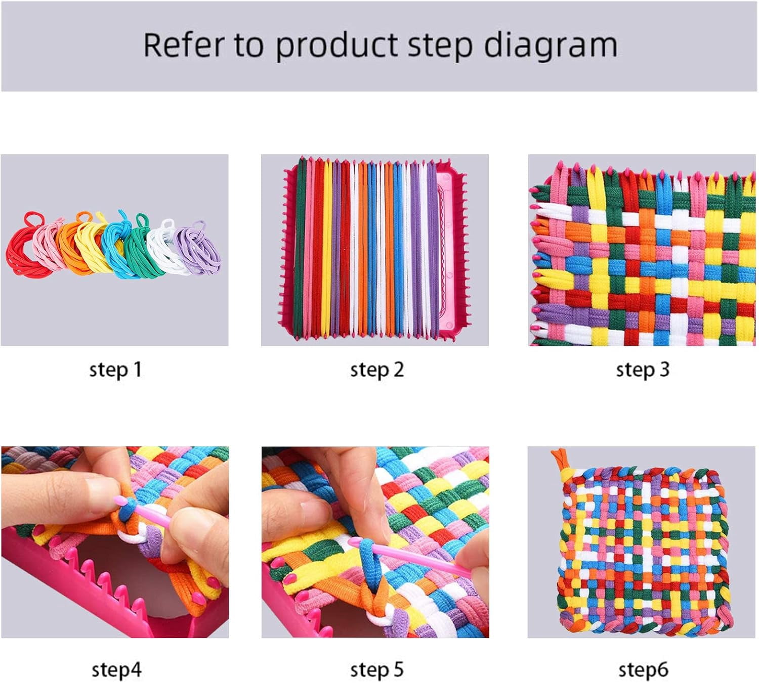 3bags 96 Pcs 8 Colors Potholder Loops Elastic Weaving Loom Loops Multiple Colors Craft Loops Refil for DIY Crafts Supplies Colorful DIY