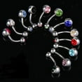 thumbnail image 2 of 12pcs Ball Crystal Rhinestone Belly Navel Button Rings Dangle Bar Ring Body Piercing Jewelry, 2 of 9