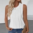 thumbnail image 2 of Wang6 Womens Plus Size Loose Tank Tops Causal Sleeveless Pleated T Shirts Summer Solid Hollow out Tops Crew Neck Tunic Tees White L, 2 of 6