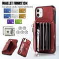 thumbnail image 2 of ELEHOLD Crossbody Wallet Case for iPhone 11 6.1" with RFID Card Slots Zipper Pocket Kickstand Function Shockproof Purse Case with Detachable Shoulder Strap for iPhone 11,Red, 2 of 8