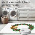 thumbnail image 5 of ODIKA 5'x7' Machine Washable Non-Slip Area Rug, Holly Berry Wreath Seasonal Celebration Floor Covering High Traffic Rug with Pad, Green, 505527, 5 of 8