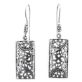 thumbnail image 2 of Bali Scrollwork Filigree Rectangle 925 Sterling Silver French Wires Drop Earrings, 2 of 3