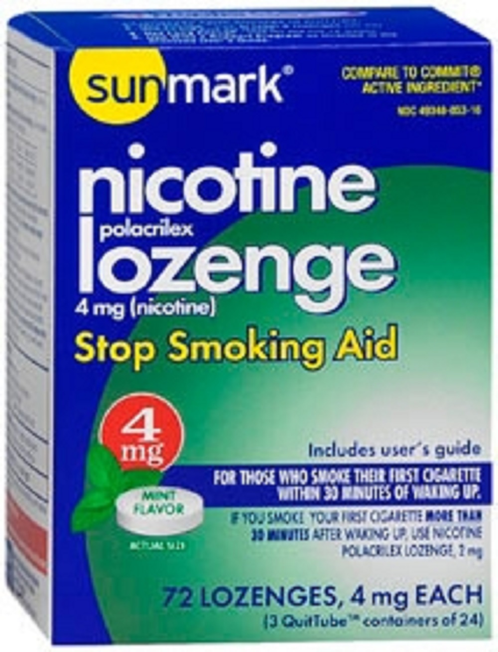 sunmark Stop Smoking Aid 4 mg Strength Lozenge 72/Pack Walmart