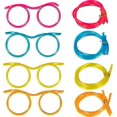 thumbnail image 1 of 4 Pieces Silly Straws - Novelty Flexible Soft Drink Eyeglasses, Fun Party Drinking Straw Eye Glasses, Crazy Funky Drinking Tube for Party Supplies, Ch, 1 of 5