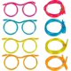 thumbnail image 1 of 4 Pieces Silly Straws - Novelty Flexible Soft Drink Eyeglasses, Fun Party Drinking Straw Eye Glasses, Crazy Funky Drinking Tube for Party Supplies, Ch, 1 of 5