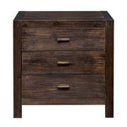 Ktaxon Solid Wood Nightstand with Outlets & USB Ports, 3 Drawer Traditional Cottage Bedside Table, Brown