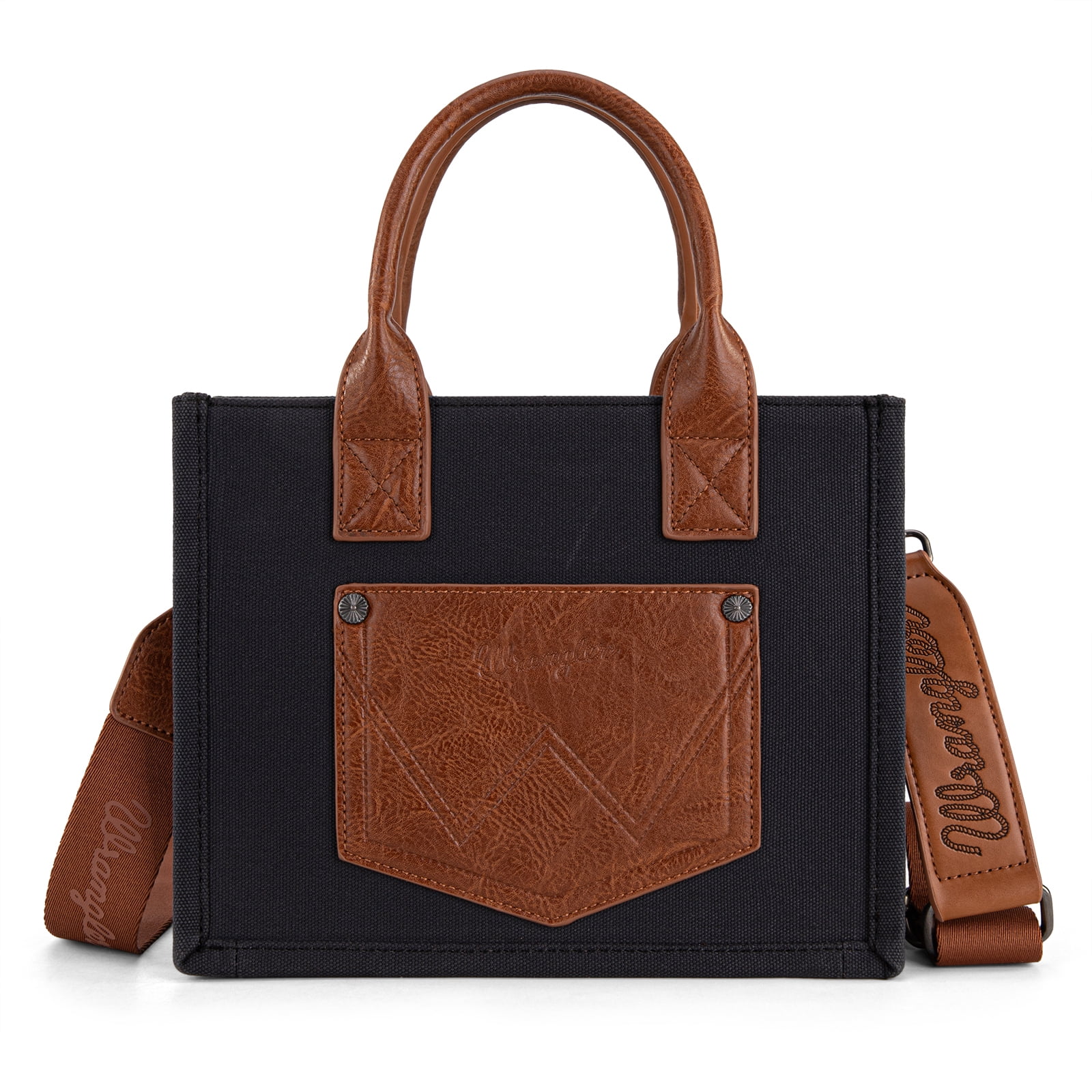Wrangler Tote Bag for Women Retro Canvas Top Handle Purses and Handbags, Black