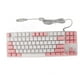 thumbnail image 1 of Teclado mecánico para juegos con 87 teclas, interruptor azul, retroiluminación RGB, teclado mecánico con cable USB para PC, computadora portátil, computadora de escritorio, blanco y rosa, 1 of 10