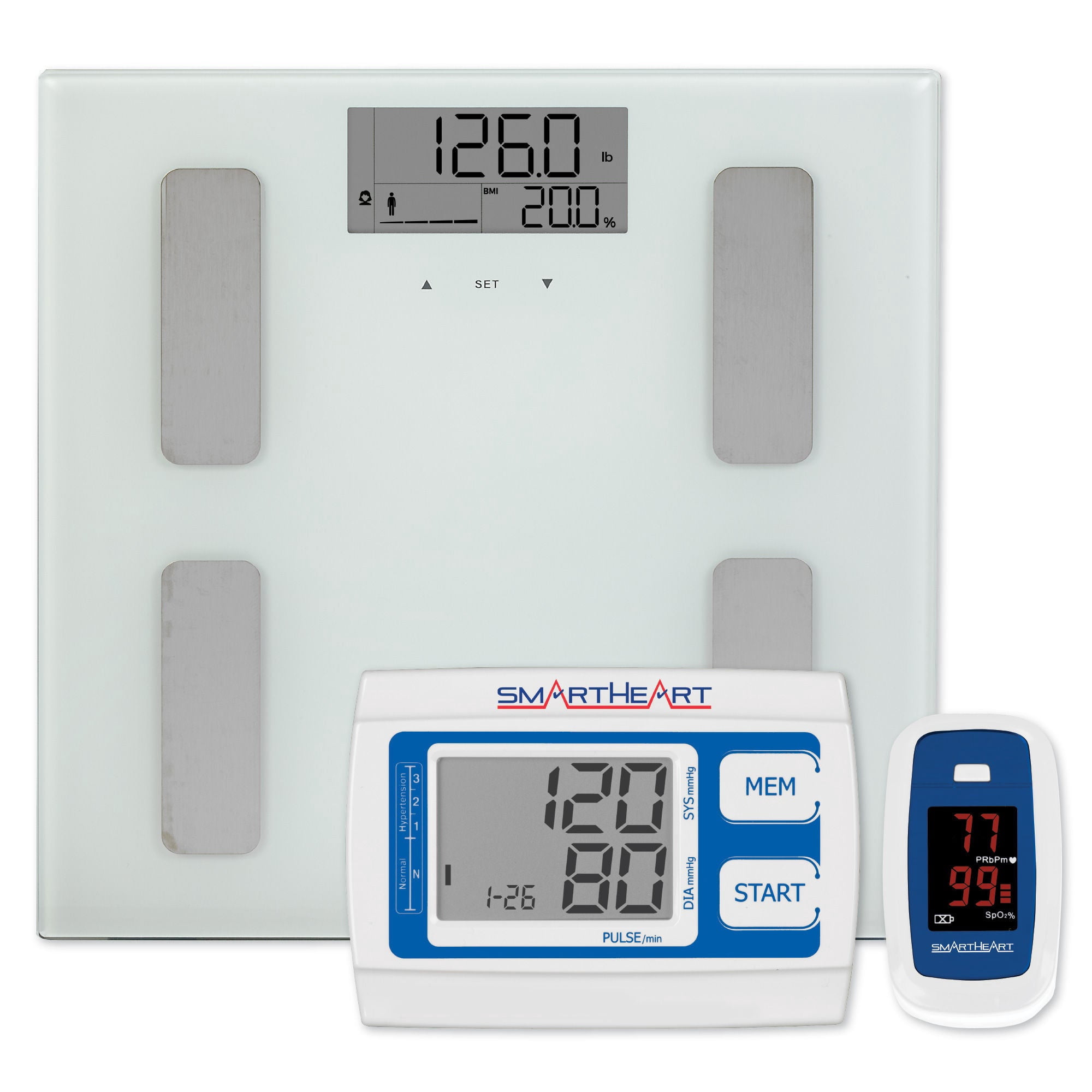 SmartHeart Total Body Analyzer with NIBP and Oximeter White 1 Set