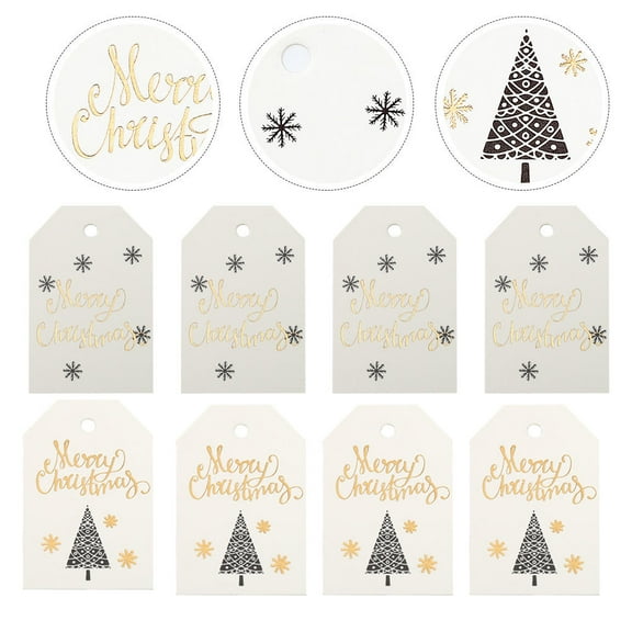 HEMOTON  200 Pcs Classic Christmas Gift Tags Present Labels Xmas Hanging Card