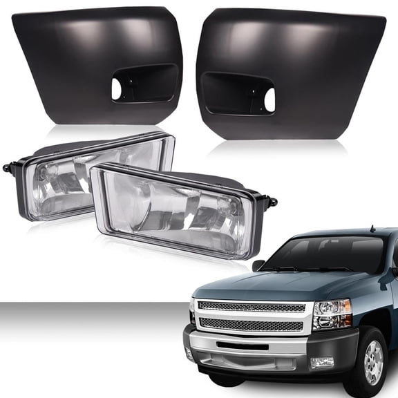PIT66 Bumper End Caps & Fog Lights, Fit for Chevy Silverado 1500 2007-2013
