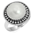 thumbnail image 1 of 925 Silver Ring For Women - Men White Freshwater Pearl Stone Silver Ring Size 6 April Birthstone Handmade Silver Ring Size 6 Gift For Girl Friend On Christmas 925 Gemstone Silver Jewelry, 1 of 5