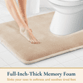 thumbnail image 2 of ComfiTime Bathroom Contour Rugs – 1 inch Thick Memory Foam, 20" x 23" Bath Mat for Toliet, Soft Plush Velvet Top, Non-Slip,Ultra Absorbent, Small, Large & Long Rugs for Bathroom Floor, Beige, 2 of 11