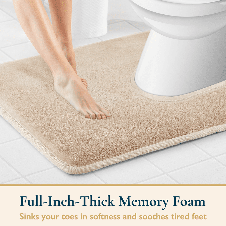 ComfiTime Bathroom Contour Rugs – Thick Memory Foam, Non-Slip Bath Mat for  Toliet, Soft Plush Velvet Top, Ultra Absorbent, Small, Large & Long Rugs  for Bathroom Floor,Beige 