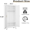 thumbnail image 3 of Metal Armoire Wardrobe Closet with Hanging Rod, Clothing Storage Cabinet with Adjustable Shelves for Laundry Room, Bedroom, Home Office, Bathroom, 3 of 16
