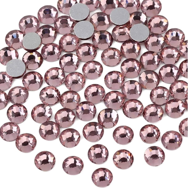 Beadsland Gemas redondas de diamantes de imitación de cristal con parte posterior plana para decoración de uñas y pegamento para manualidades, color morado claro (1,9-2,0mm) SS6/1440 Uds.