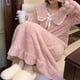 thumbnail image 1 of Camisón de mujer, camisón de invierno, vestido ligero para mujer, ropa de elegante de talla única, ropa de dormir de cuello redondo de felpa , Rosado BLESIY Camisón Mujer, 1 of 8