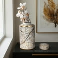 thumbnail image 4 of Sagebrook Home Ceramic 16" Jar With Gold Lid, White, 4 of 4