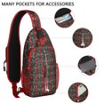 thumbnail image 2 of Sling Backpack,Red and Green Plaid Christmas Snow Pattern Crossbody Bag with Water Bottle Holder,Waterproof Sling Bag for Men/Women with Chest Phone Holder for Hiking,Travel, 2 of 6