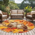 thumbnail image 4 of Round Rugs 5Ft, Fall Owl Round Area Rug Washable Indoor Throw Carpet, Orange Maple Leaf Botanical Thanksgiving Soft Non Slip Circle Rug for Cabinet Bathroom Home Decor Aesthetic, 4 of 8