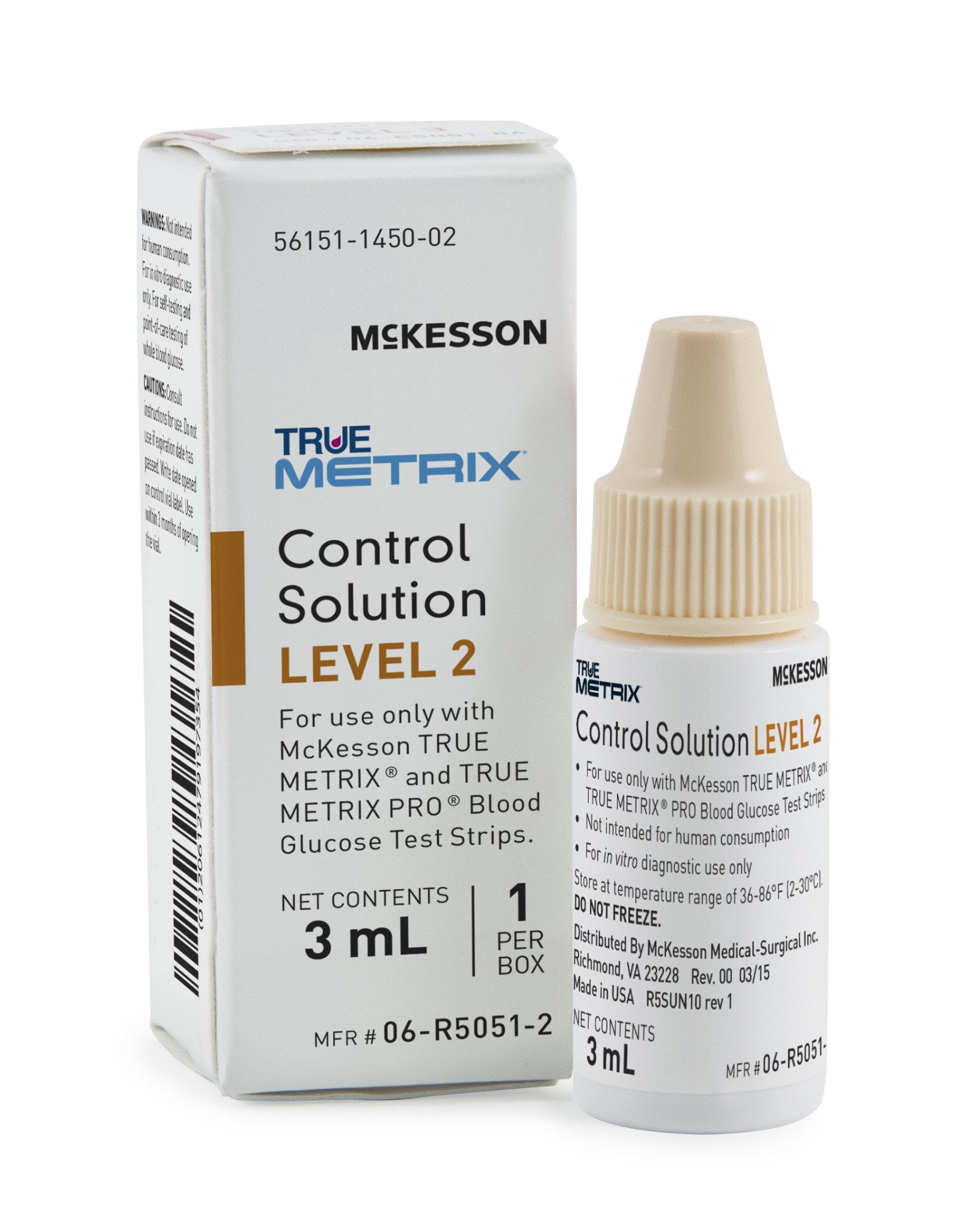 McKesson TRUE METRIX Control Solution Blood Glucose Testing 3 mL Level