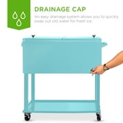 Best Choice Products 80qt Steel Rolling Cooler Cart w/ Bottle Opener, Catch Tray, Drain Plug, Locking Wheels - Turquoise