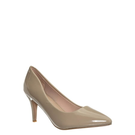 Sanzi2 by Forever Link, Low Stiletto Heel Pumps - Slip On Dress Shoes Solid Or Animal Prints