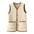 thumbnail image 5 of Women's Vest Outerwear Sleeveless Lightweight Zip Jackets Warm Soft Vests with Zipper/Botton Pockets Jackets for 2025 Trendy,Color:Beige,Size:3XL, 5 of 6