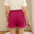 thumbnail image 4 of Miluxas Girls Shorts Casual Solid Color Short Pants Summer Ruffle Beach Shorts with Pockets Hot Pink-A 140(7 Years), 4 of 7