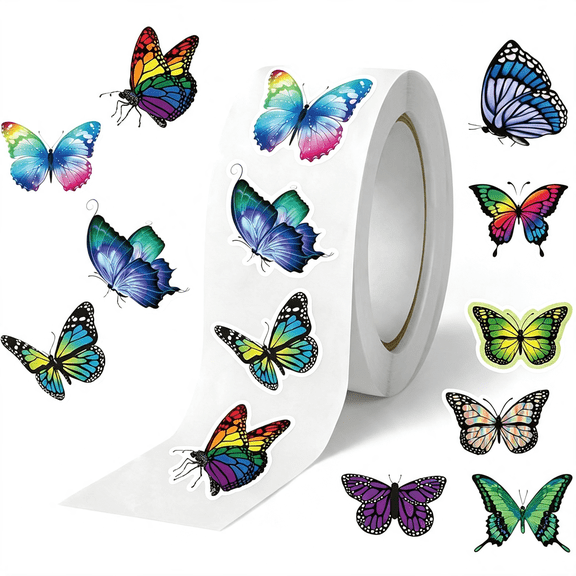 CCOCC 500Pcs Colorful Butterfly Label Sticker for Kids Boy Teacher,1 Roll 10 Styles Cute Animal Stickers Reward Cute Space Stickers Incentives Sticker Animal Party Favor Decal (Blue)