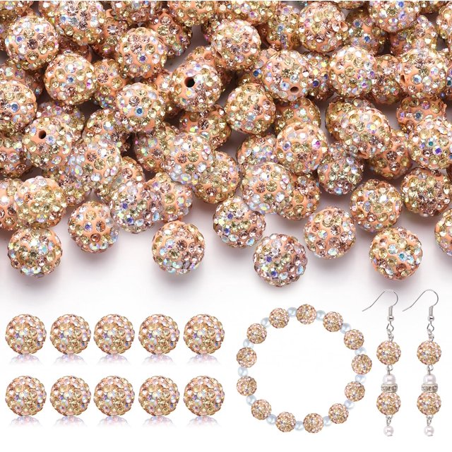 Beads TINKRSTUFF, 105 unidades, 10 cm, color melocotón claro, AB Sparkle
