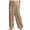 Khaki, variant on WREESH Womens Casual Wide Leg Pants Casual Pants Loose Comfy Drawstring Crop Trousers with Pockets Black