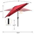 thumbnail image 3 of Ainfox 7.5ft Patio Umbrella Outdoor Portable Table Market Umbrella with Push Button Tilt/Crank Waterproof UV-proof, Burgundy, 3 of 7