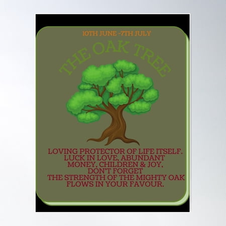 Oak Tree 10Th June-7Th July Poster Wall Art, Modern Wall Decor For Living Room Bedroom, 8x12 UNFRAMED