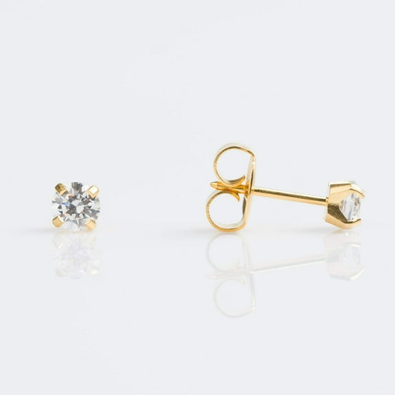 STUDEX Sensitive Cubic Zirconia Stud Earrings 4mm | Hypoallergenic and Nickel Safe for Sensitive Ears | Gold Plated Posts | High Fashion Earrings for Women and Men-PR-742-S