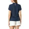 thumbnail image 3 of Allegra K Women's Elegant Tulip Short Sleeve Choker Neck Keyhole Back Work Blouse, 3 of 6
