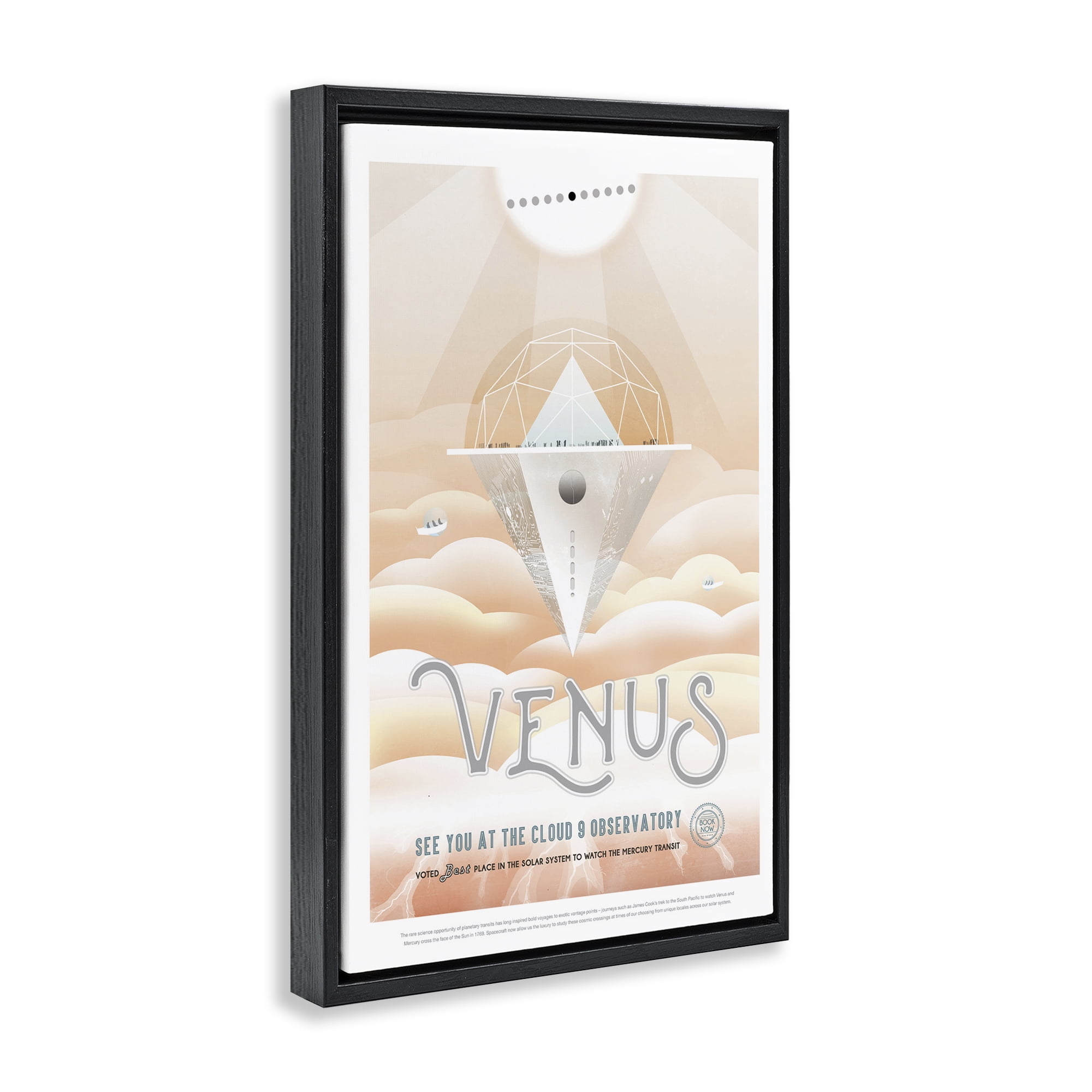 Stupell Industries Venus Space Exploration Typography Painting Black Floater Framed Art Print Wall Art, 17 x 25