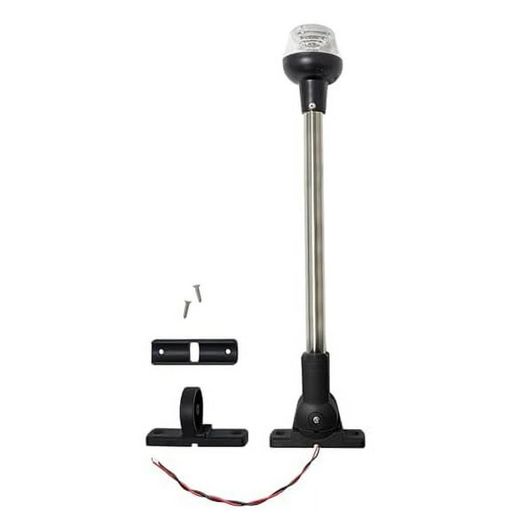 Pactrade Marine Adjustable Folding All Round Anchor Stern Light LED Navigation Stainless Steel Pole Pontoon Boat (Dual Folding Bases (H=16”))