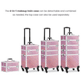 thumbnail image 4 of Topeakmart 4 in 1 Aluminum Rolling Cosmetic Makeup Train Cases Trolley, Glitter Pink, 4 of 15