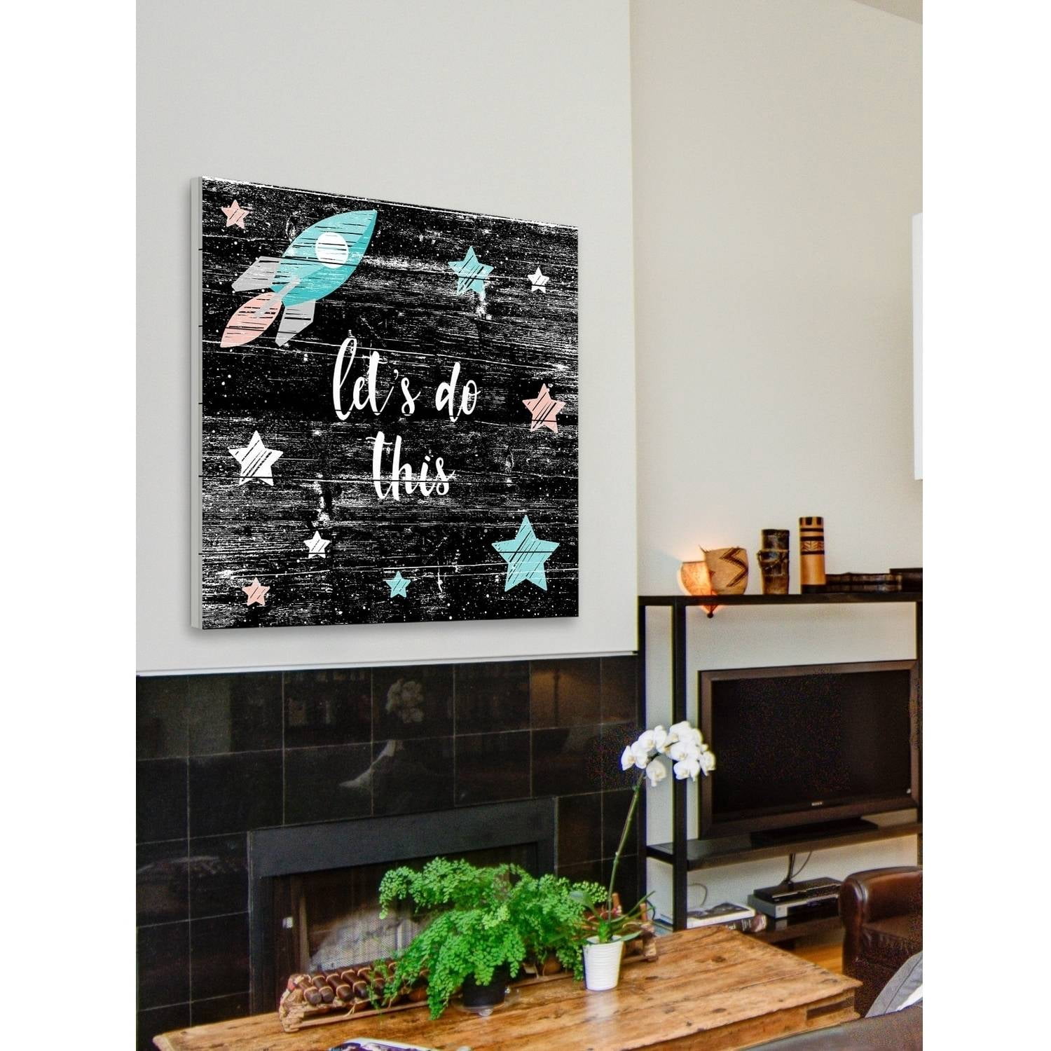 Let's Do This Painting Print on White Wood