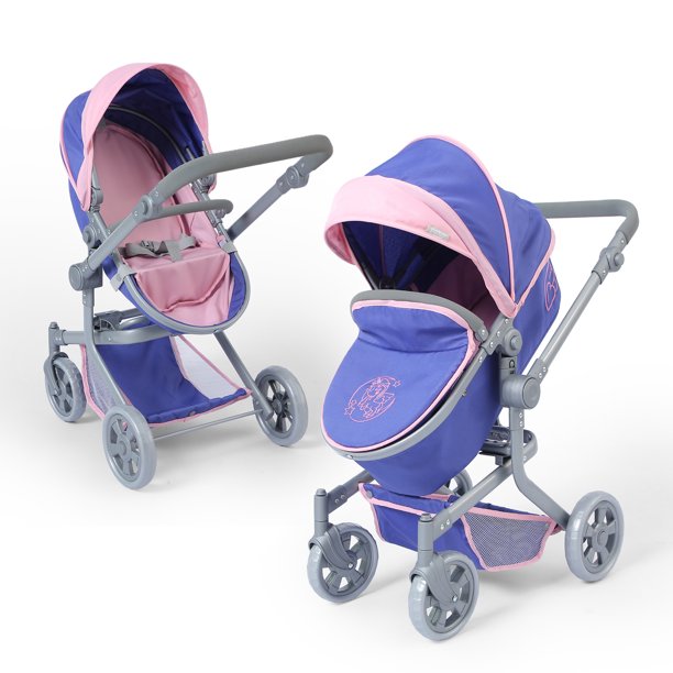 PLEKER Baby Doll Stroller, 3 in 1 High Simulation Toy Prams for Ages 3+ Girls