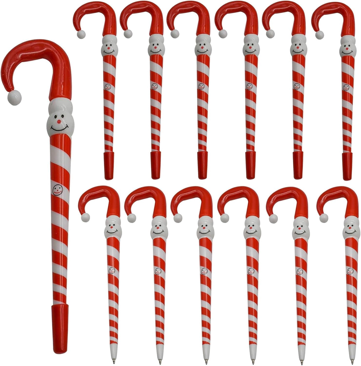 60 Stylos Canne De Noël Rigolos – Bonhomme De Neige, Parapluie, Encre Noir Ou Bleu – Déco & Cadeau De Fête