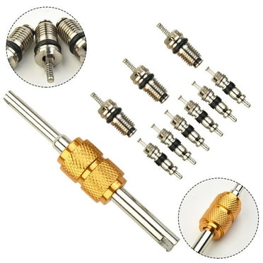 Air Conditioning Valve Core Repairing 9Pcs Automotive with Remover tool For A/C