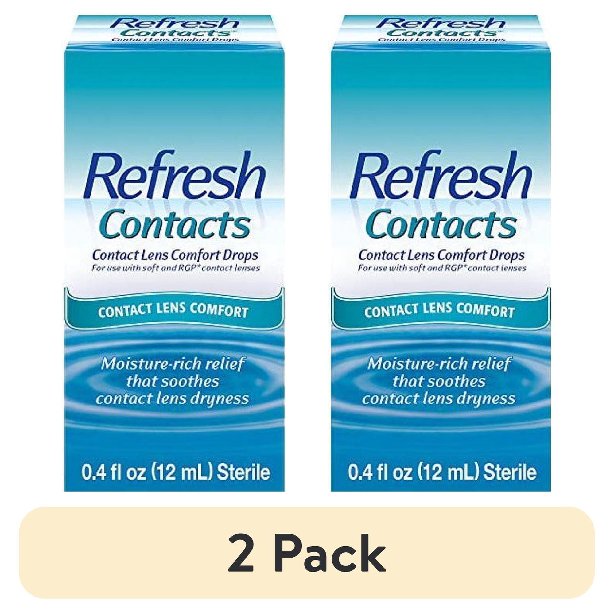 (2 pack) Refresh Contacts, Contact Lens Comfort Drops, 0.4 Fl Oz (12mL) Sterile
