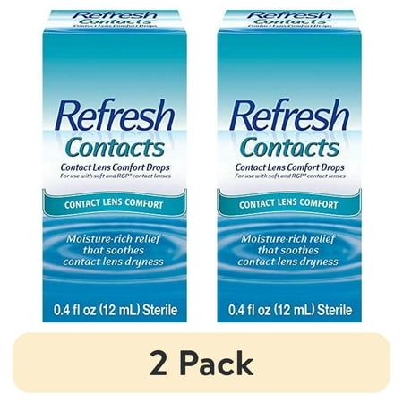 (2 pack) Refresh Contacts Contact Lens Comfort Drops, 0.4 fl oz (12mL) Sterile